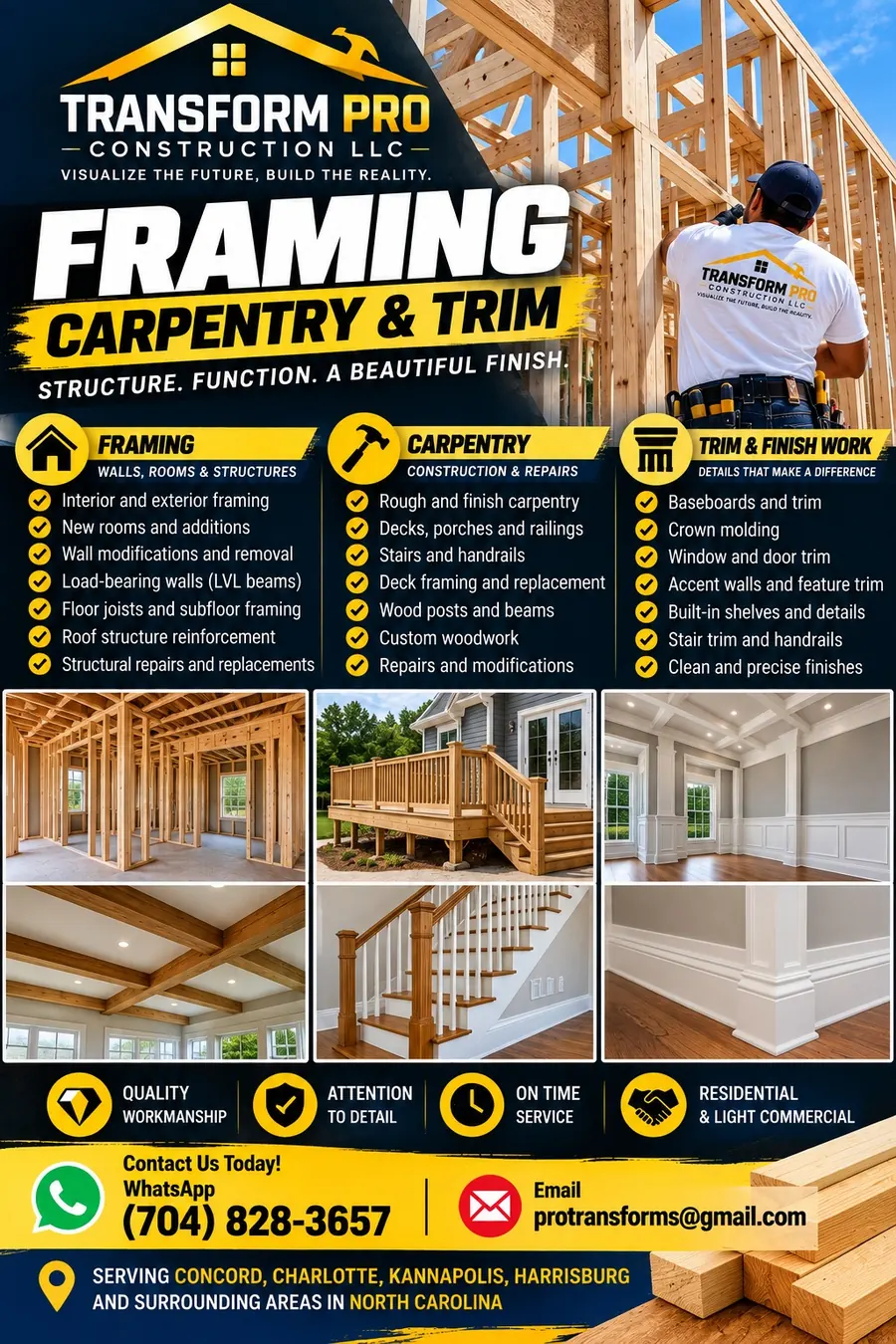 Promotional artwork for Framing, Carpentry & Trim